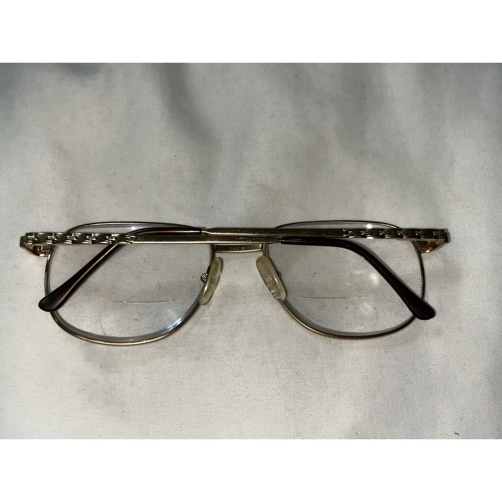 Vintage 80's Matte Gold Montreaux Premiere Aviator Pilot Eyeglasses 54-18-140